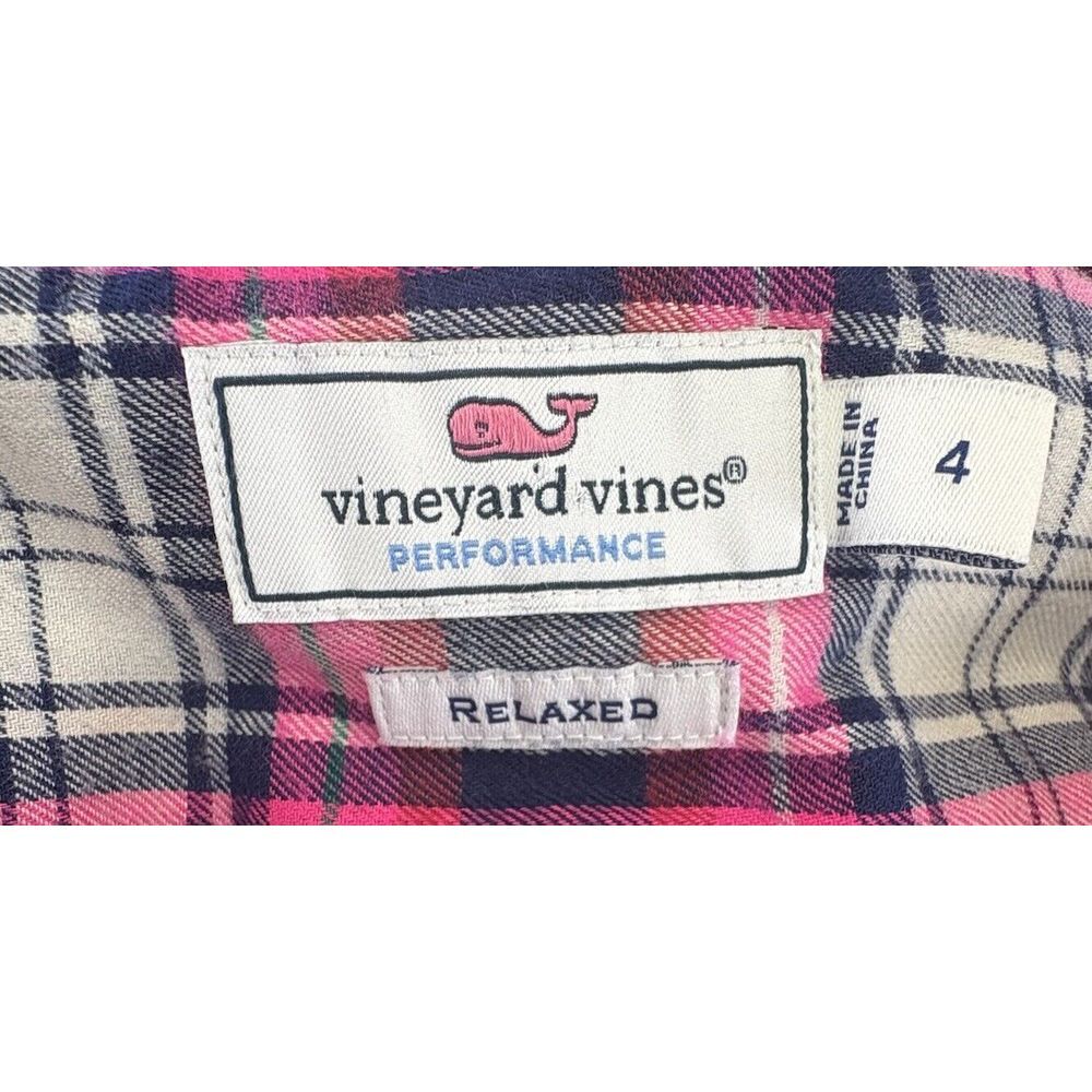 Vineyard Vines Performance Relaxed Fit Button Front Blouse Pink Plaid Size‎ 4 - Picture 4 of 7